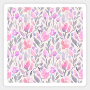 Pink, Purple, Watercolor, Floral Sticker